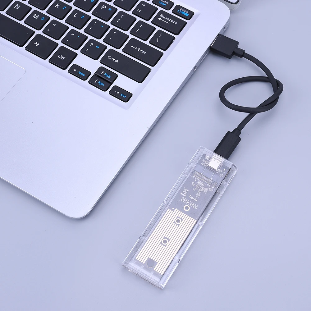 M.2 NVME PCIe NGFF SATA 듀얼 프로토콜 클리어 SSD 케이스, USB3.1 C 타입 하드 디스크 박스, 2230 2242 2260 2280mm SSD용 10Gbps 도구 프리
