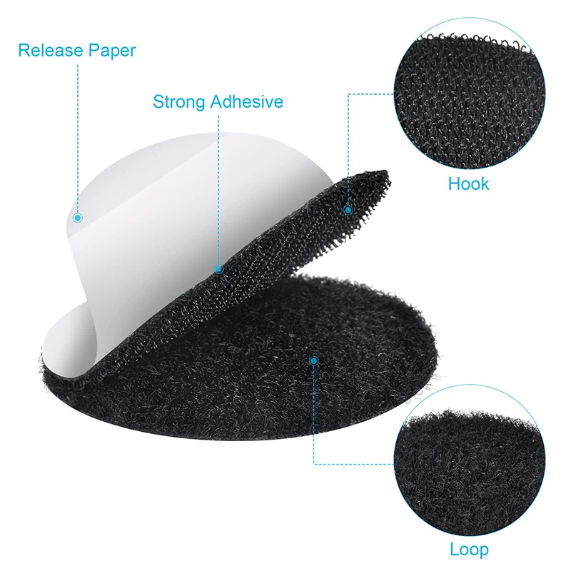 Tamponi VELCRO® Adesivi Rotondi Da 100 Mm – Gancio E Anello, Autoadesivi, Bianchi/neri - Foto 2