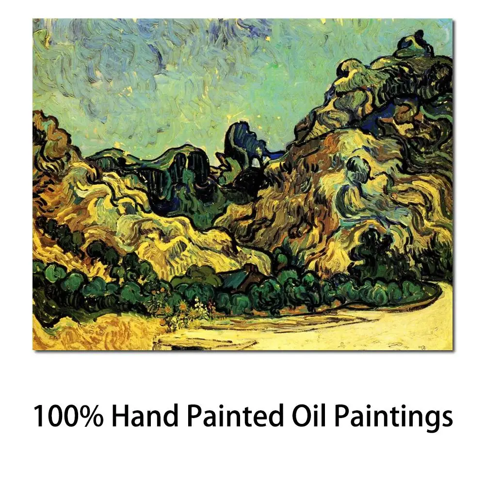 

Best Art Reproduction Mountains at Saint Remy with Dark Cottage Vincent Van Gogh Painting for Sale Hand Painted High Quality