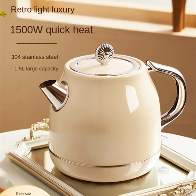 Small Electric Kettles Stainless Steel for Boiling Water, 0.6L Travel Mini Hot Water Boiler Heater, Double Wall Cool Touch Portable Teapot