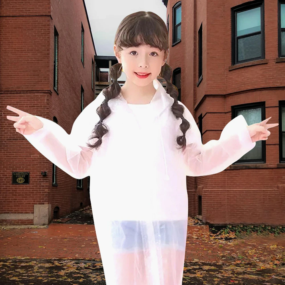 Solid Color Kids Raincoat Outdoor Waterproof Children Rain Poncho EVA Hoodie Rainwear Student Rain Coat Folding Kids Coat