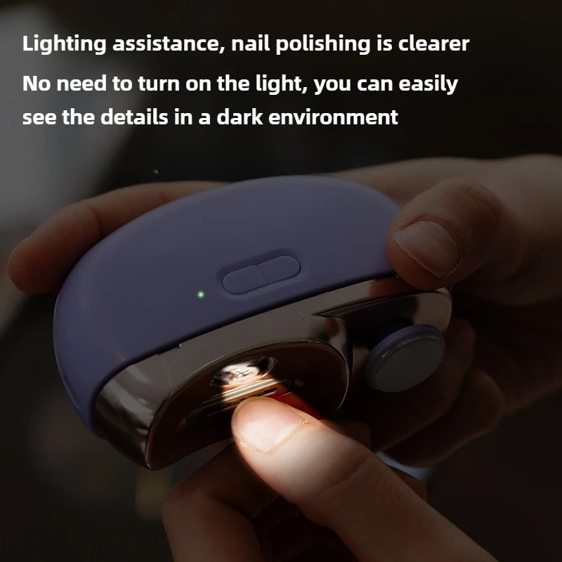 USB Rechargeable Nail Trimmer Polisher Automatic Electric Nail File Cutter 2 in 1 Anti-Pinch Nail Clipper for Children & Adults