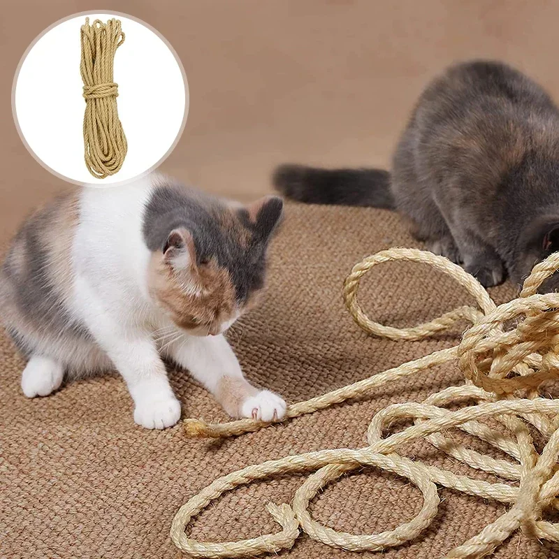 Natural Sisal Rope for Cat Tree DIY Scratching Post Toy Climbing Frame Replacement Kitten Claw