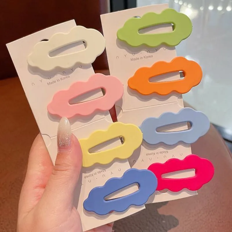 

Spring Solid Color Oval Cloud Wave Hair Clips for Girl Children Simple Cute Basic Traceless Hairpin Fashion Accessories