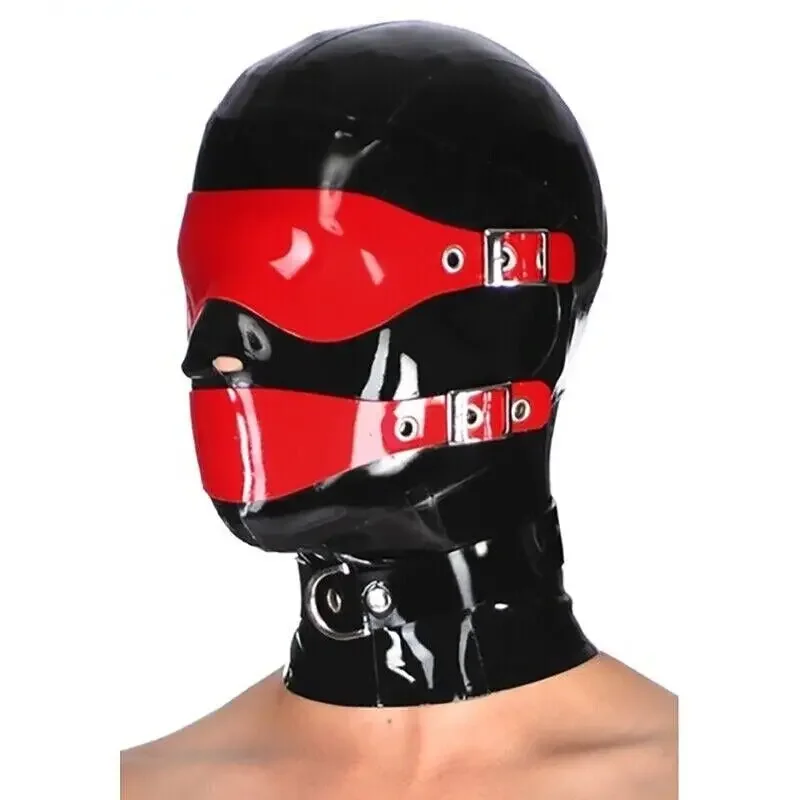 

Latex Hood with Removable Red Eyes&Mouth Gummi Rubber Mask Cosplay Costumes Wear