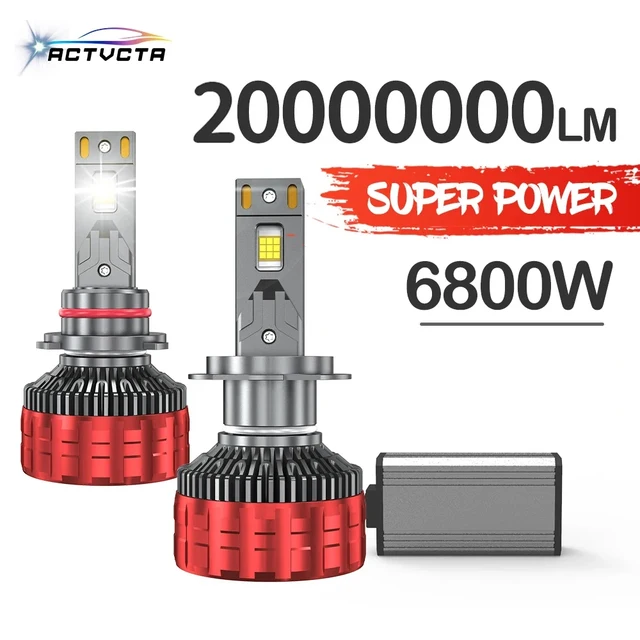 หลอดไฟหน้ารถยนต์ LED ACTVTCA 6800W H4 H7 Canbus H11 H1 H3 9005 HB3 9006 HB4 H8 H9 9012 9007 9008 H13  6000K 1