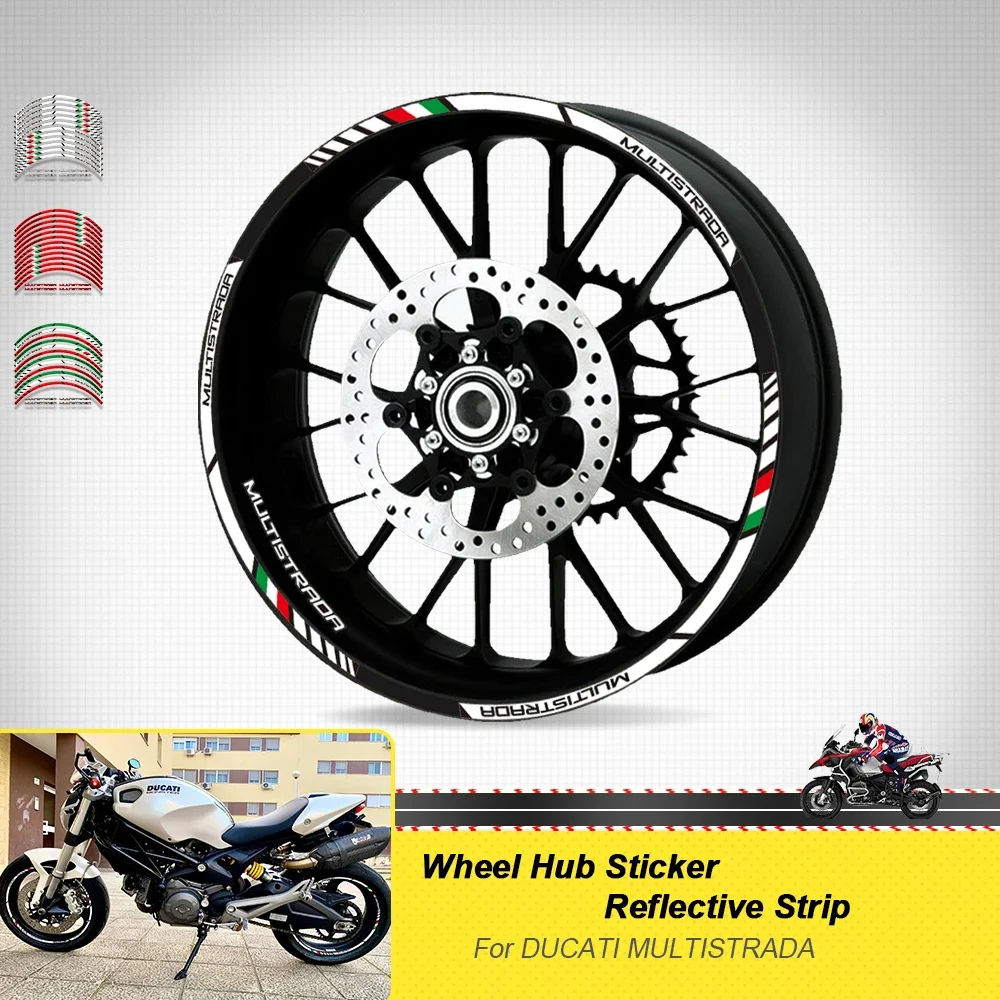 Per DUCATI MULTISTRADA 1260 1200 1200S S Accessori Moto Adesivi Ruote Mozzo Striscia Riflettente Cerchio Kit Decalcomanie Impermeabili - Image 2