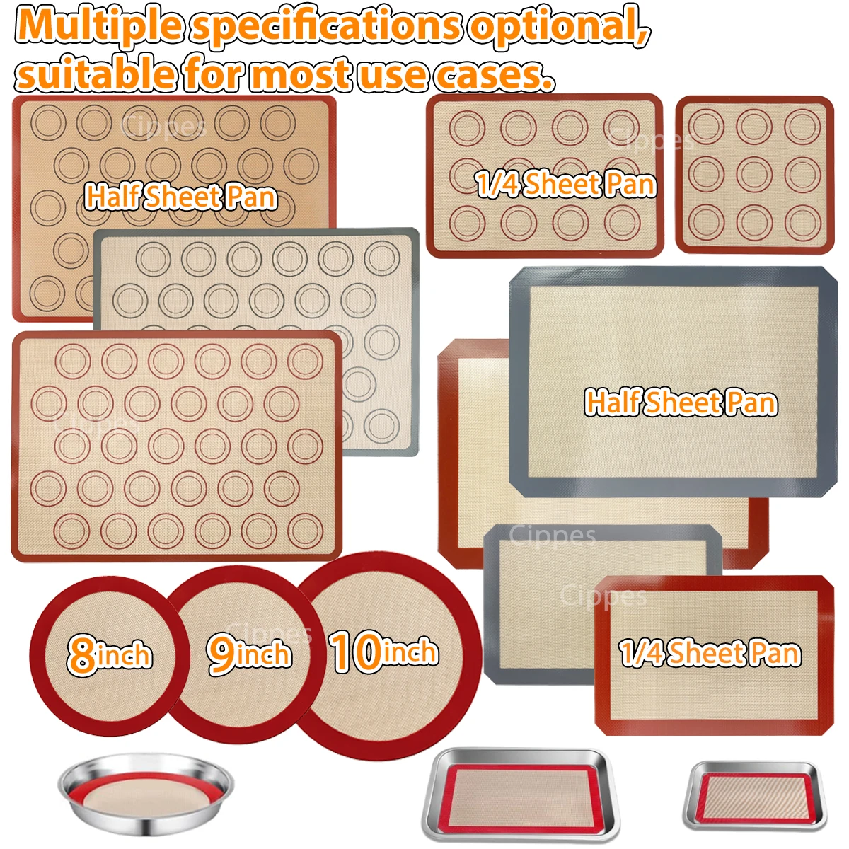 1/2PCS Silicone Baking Mats for Oven, Reusable Non Stick Heat Resistant Bakeware Sheet Liner, for Pastry, Cookie, Macaron, Cakes 2