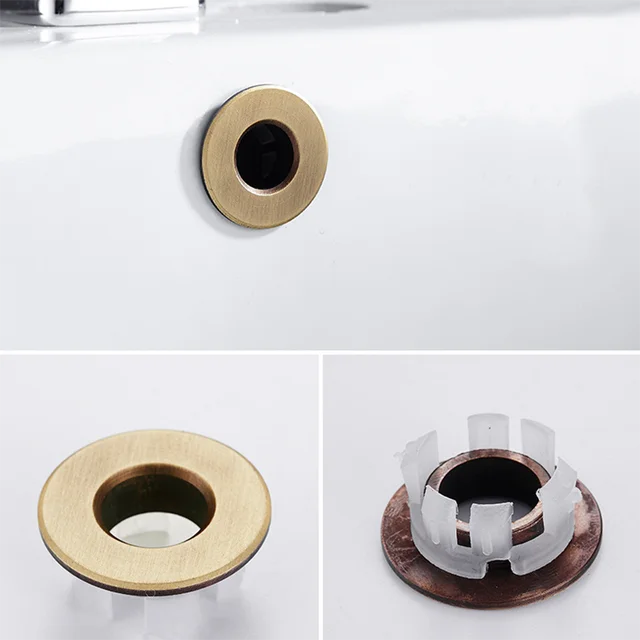 Bathroom Basin Faucet Sink Overflow Cover Brass Six-foot Ring Insert Replacement Hole Cover Cap Chrome Trim Bathroom Accessories 5