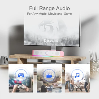 Redragon GS560 RGB Desktop Soundbar, 2.0 Channel Computer Speaker with Dynamic RGB Audio 4