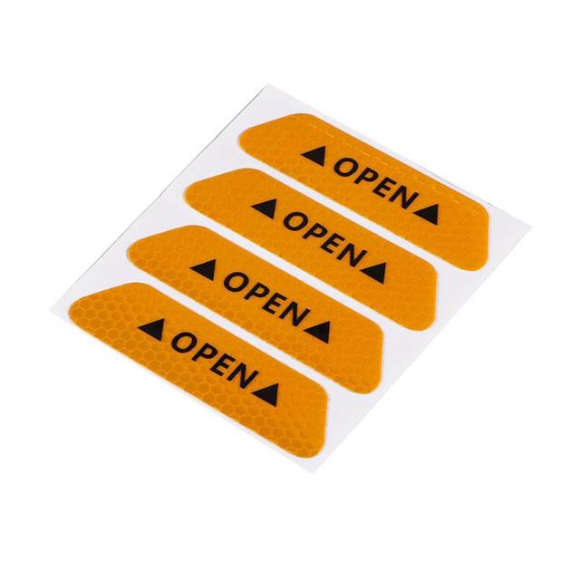 4pcs Fluorescent Car OPEN Reflective Strips Waterproof Warning Stickers Night Driving Safety Lighting Luminous Tapes