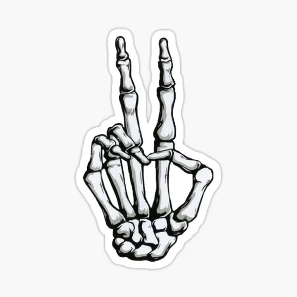 

Skeleton Hand Peace Sign 5PCS Car Stickers for Living Room Art Anime Cute Funny Fridge Water Bottles Bumper Print Laptop