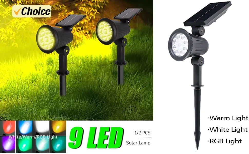 Description Picture 3 of item4 LED Solar Spotlight Garden Reflector Lamp Powered Outdoor Lighting Waterproof Lawn Lamp Courtyard Landscape Decor Solar Light