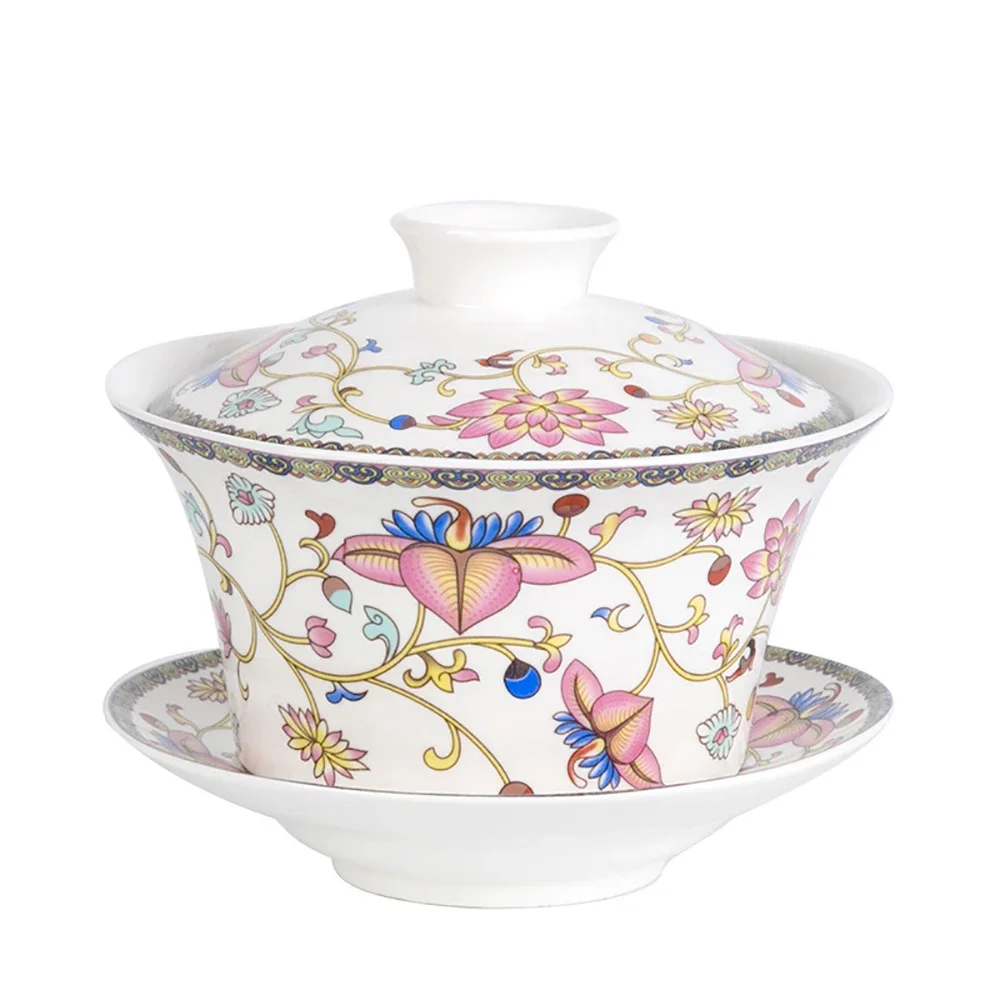 350ml Large Capacity Ceramics Gaiwan Porcelain Gaiwan Tea Cover Bowl Japanese Te Cup Soup Tureen Gai Wan Chinese Tea Cups Puer tea set