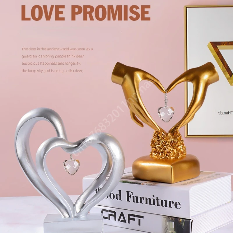 

Heart Gesture Sculpture Resin Nordic Style Abstract Hand Heart Statue Statue Wedding Home Living Room Desktop Decoration