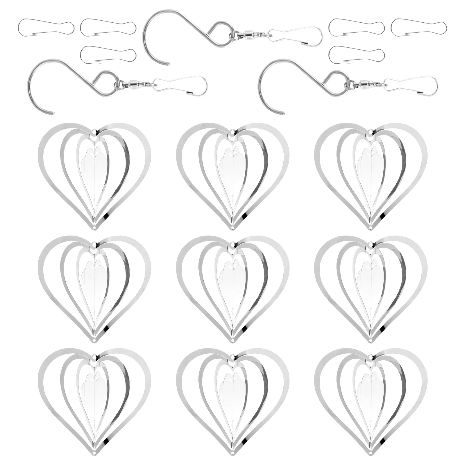 3Pcs Heart Bird Scare Discs Set Stainless Steel Bird Reflectors Spinners Hangable Scare Devices Reflective Devices