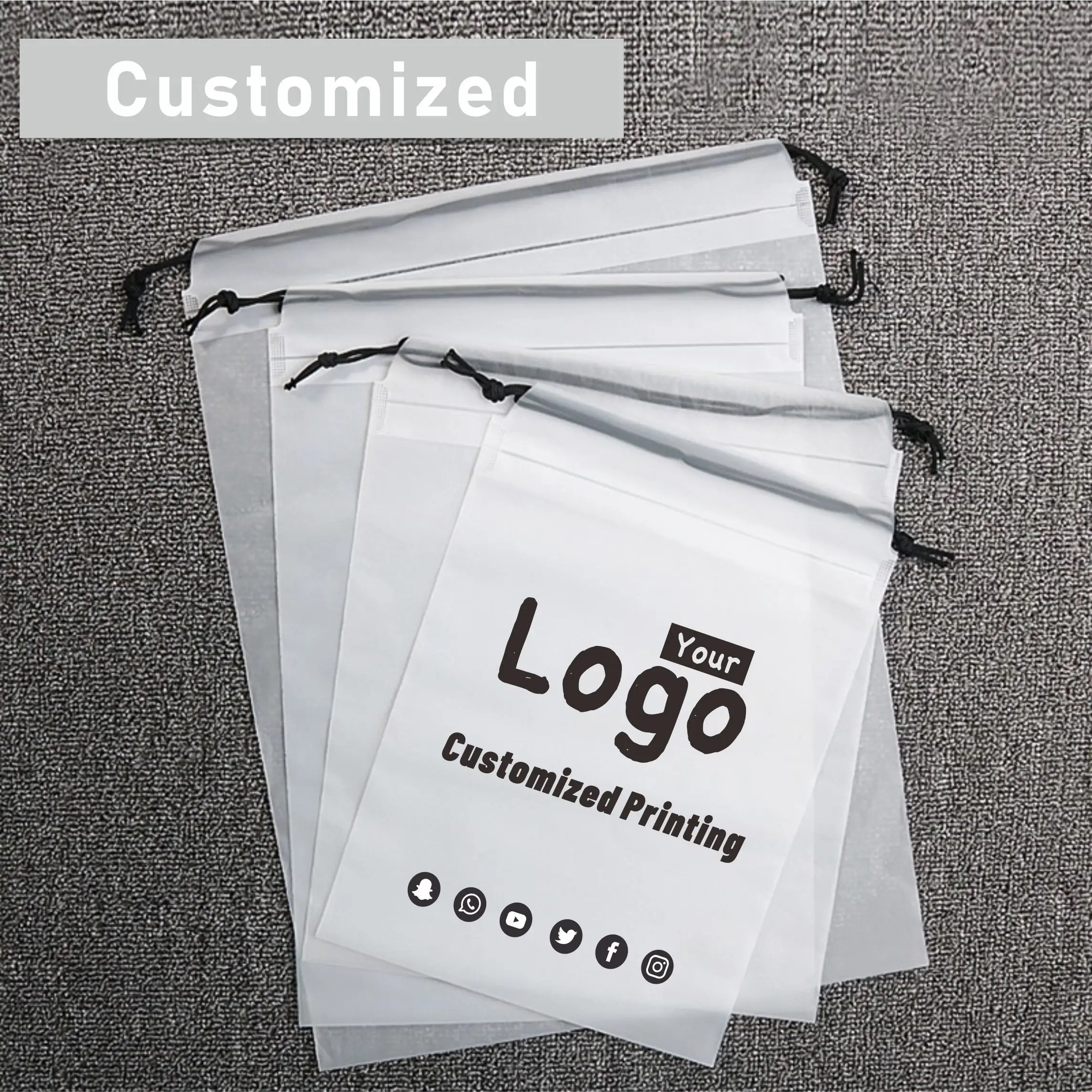 100pcs High quality custom plastics bag recycled small drawstring