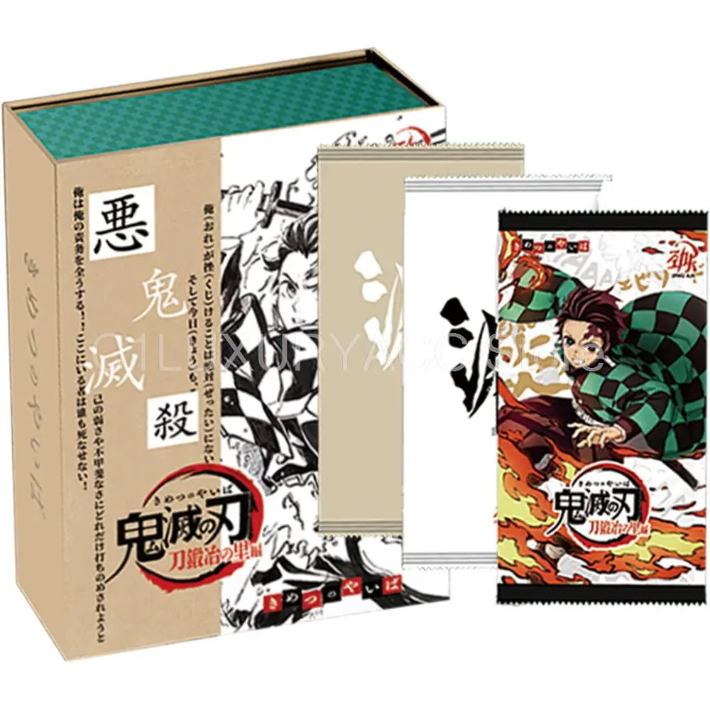 

Demon Slayer Destroyer of Demons Cards for Children Kimetsu no Yaiba Swordsmith Village Ghost Blade Chainman Cards Table Toys