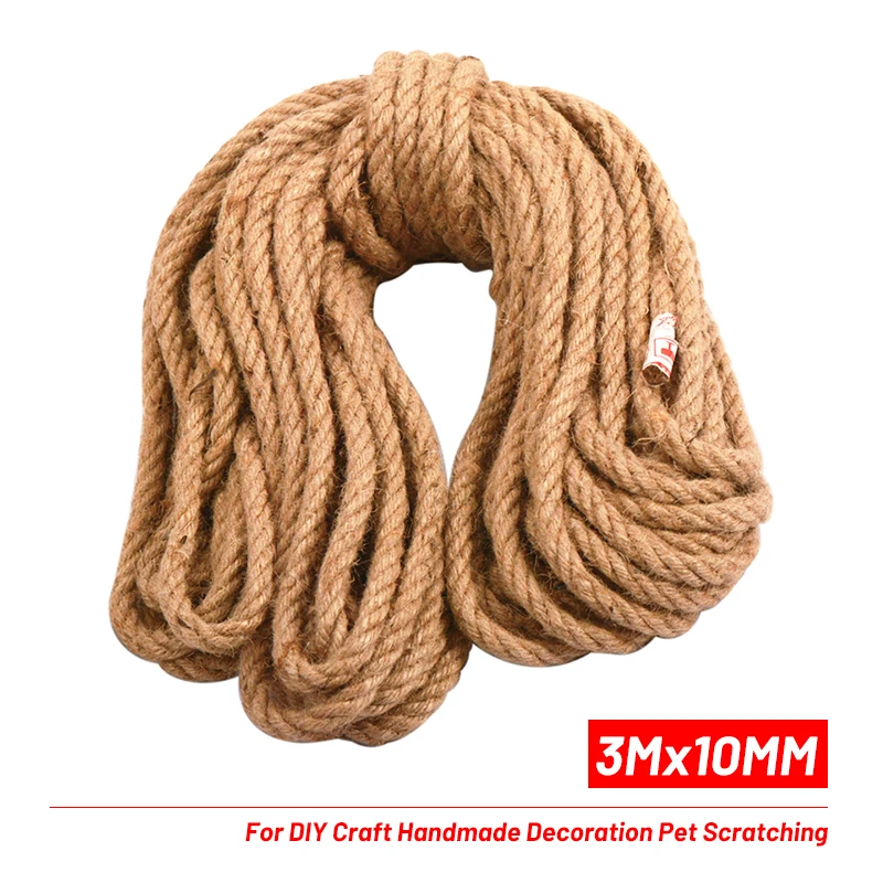 Natural Jute Rope Heavy Duty Twine Hemp 6mm/8mm/10mm  Twisted Cord Macrame String DIY Craft Handmade Decoration Pet Scratching 