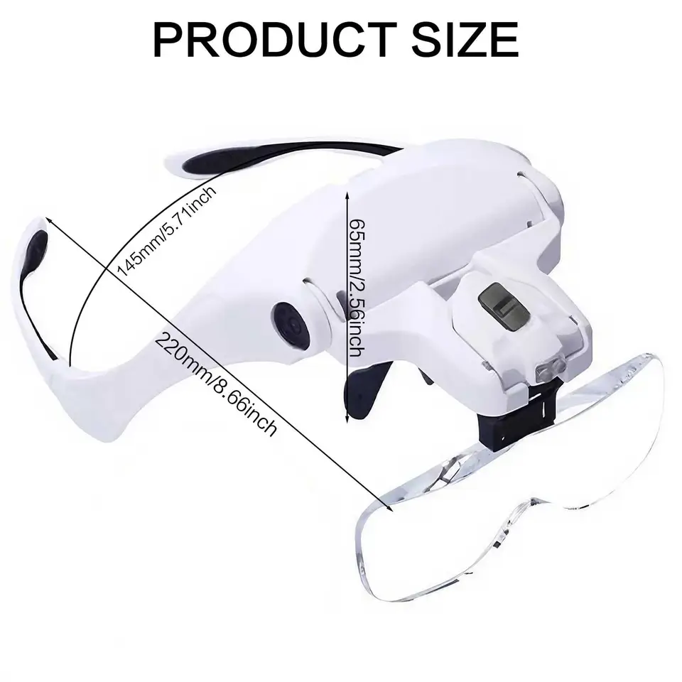 Head Mounted Magnifier with LED Light 5 Interchangeable Lenses 10X to 35X Adjustable Headband for Comfort image 7