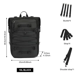 Waterproof Multi - Function Motocross Rear Seat Luggage Pack and Outdoor Riding Backpack (Black 10L)