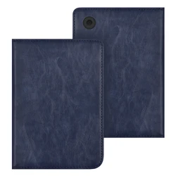 Premium Leather Ebook Cover with Hand Strap, Stand, and Card Slot - KOBO Clara Colour (Dark Blue)