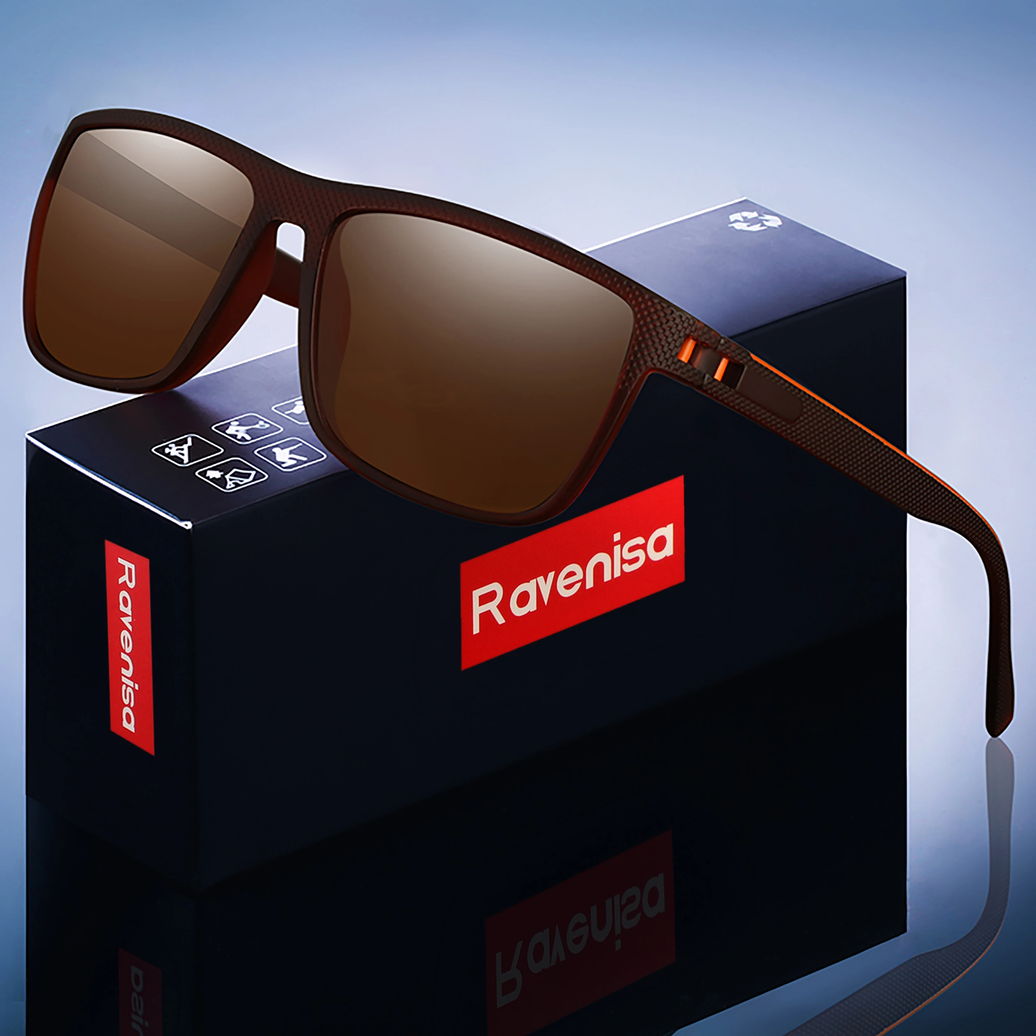 Ravenisa Mode Hohe Qualität Marke Neue Polarisierte UV400 Sonnenbrille Männer Frauen Quadratische Matte Rahmen Gläser
