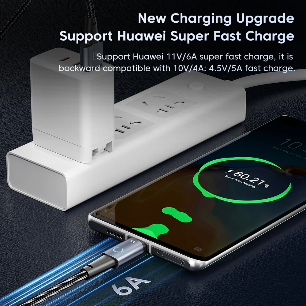 USB Type C Cable 6A 100W Fast Charging Charger USB C Data Cord TypeC Cable For Xiaomi POCO F4 Samsung Huawei Realme OPPO