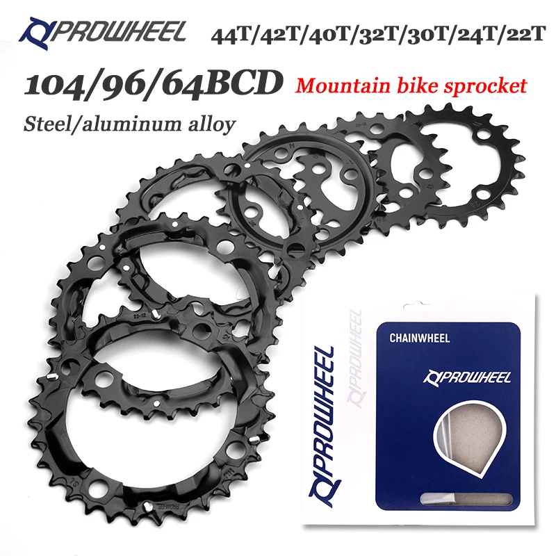 

Цепь для горного велосипеда PROWHEEL 64BCD 96BCD 104BCD, круглая Звездочка для горного велосипеда, 22T, 24T, 30T, 32T, 40T, 42T, 44T, короны, Звездочка для горного велосипеда