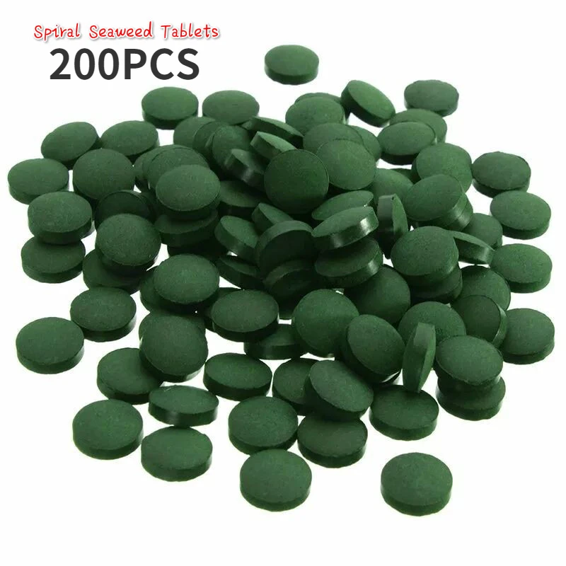 200Pcs Hoge Zuiverheid Spirulina Tabletten Spiraal Zeewier Verrijking Favoriete Huisdieren Voedsel Vis Crystal Red Garnalen Visvoer Aquarium