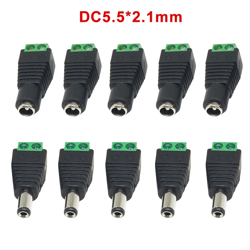 

5Pcs Female +5 Pcs Male DC Connector 2.1*5.5mm Power Jack Adapter Plug Cable Connector for 3528/5050/5730 Led Strip Ligh