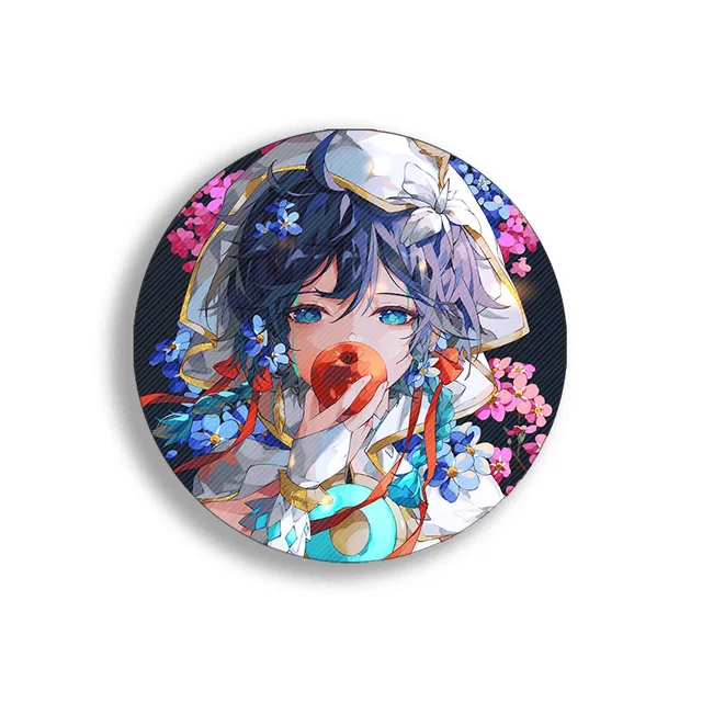 58mm Game Genshin Impact Brooch Pins Anime Badge Cosplay Yae Miko Xiao Zhongli Accessories For Clothes Backpack Decoration Gift Venti