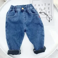 1-7 Yrs Boys Unisex Plus Fleece Winter Pants for Kids Baby Thickening Warm Soft for Girl Children Stretch Fleece Jeans Pants 1