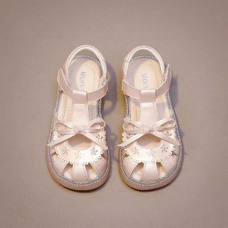 Girls Summer Sandals with Bowtie Non Slip