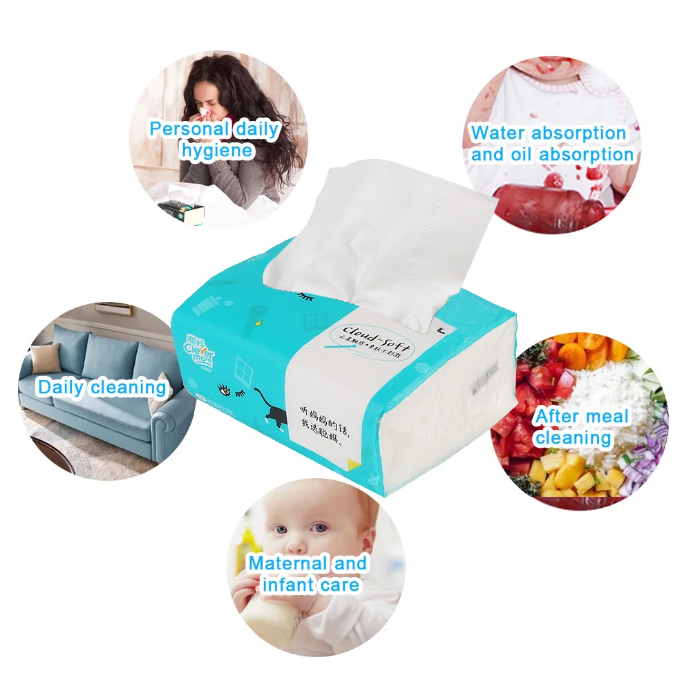 4 Layers 300 Sheets Toilet Paper Disposable Dinner Table Napkins Household Pure Wood Pulp Paper Towel Tissue