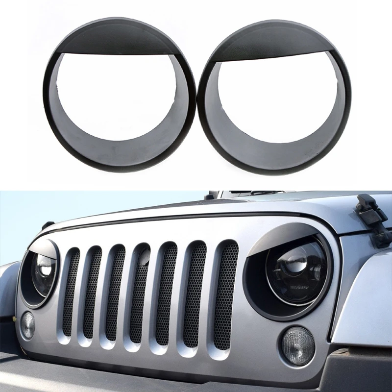 For Jeep Wrangler Jk Jku 2007-2017 Lamp Hoods Car Replacement Front Light  Headlight Angry Bird Style Trim Cover - Lamp Hoods - AliExpress