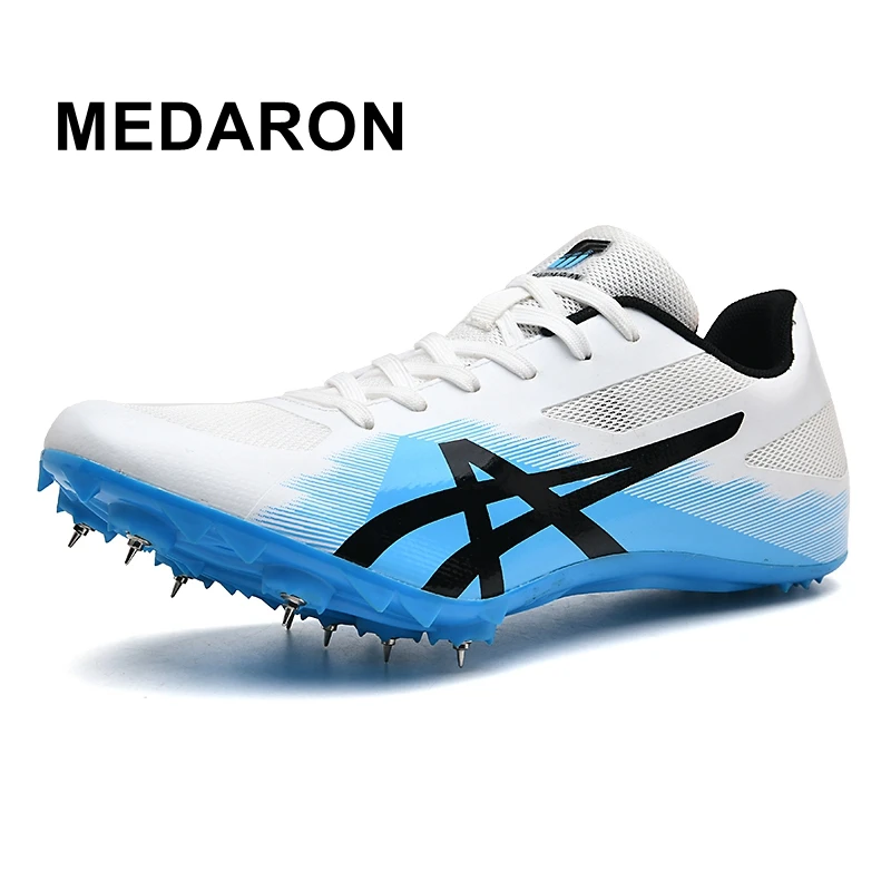 MEDARON Men Women Track Field 8 Spikes Sprint Sneaker Professional Athletic Nails Short Running Training Speed Sneakers