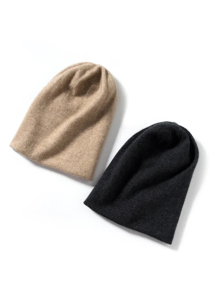 New Color Matching Women 35% Cashmere Double Faced Beanies Caps Casual Hat Men Wool Soft Autumn Winter Real Natural Fabric 3