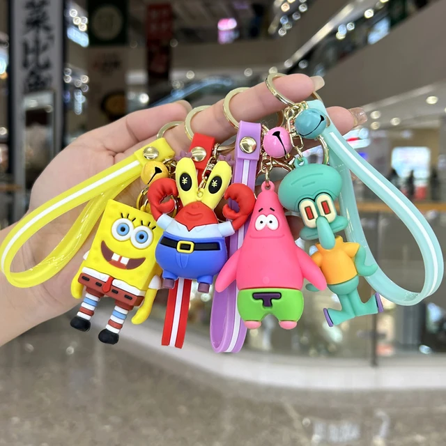 SpongeBob Schlüssel bund Anime Cartoon Puppe Schlüssel ring Figuren Tasche  Auto Schlüssel anhänger Ring lustige Anhänger Kinderspiel zeug Geschenke