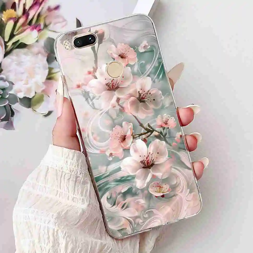 Love Pop Print TPU Soft Silicone Phone Case with Floral Design