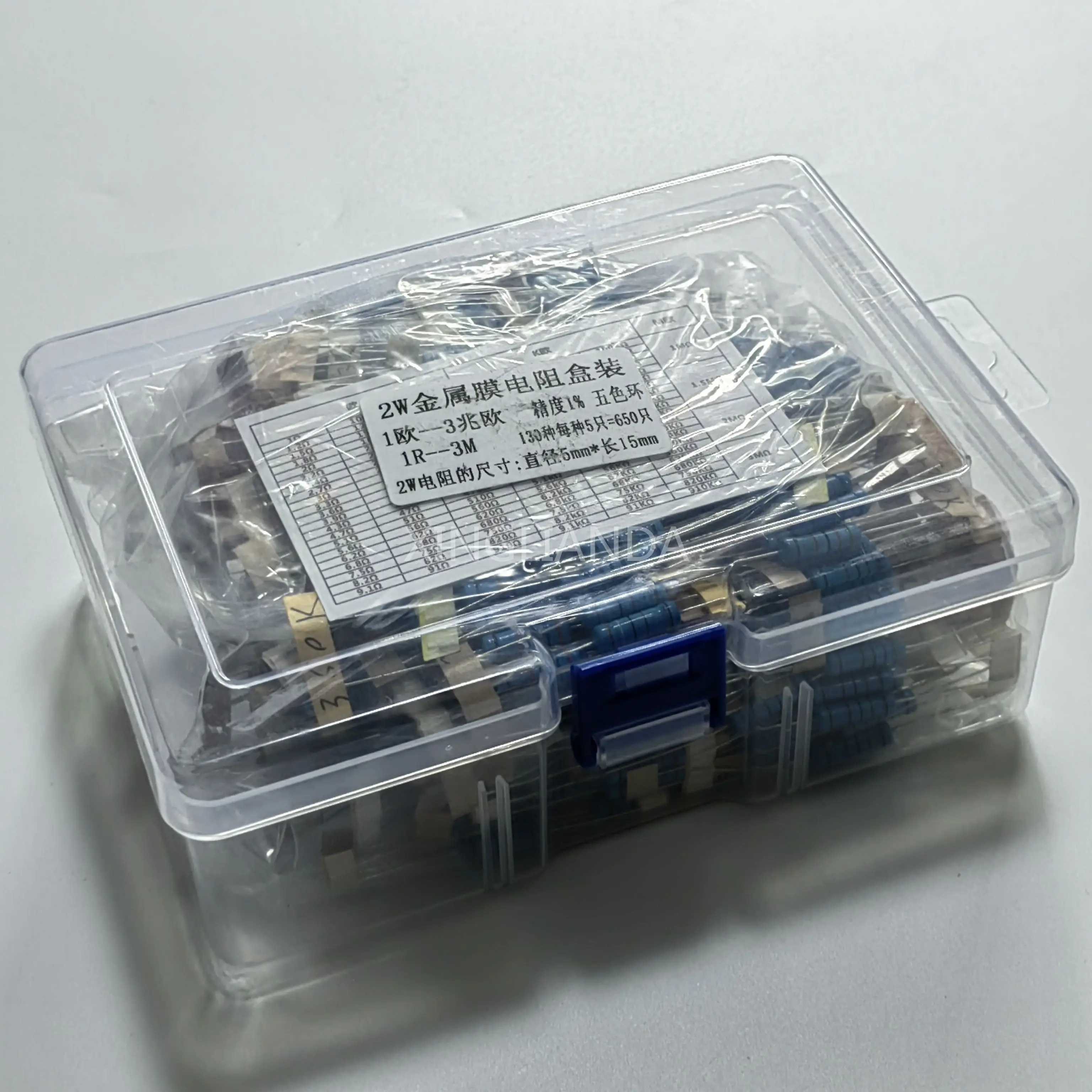 

650 шт./коробка, 130 значений * 5 шт., 2 Вт 1%, Металлические пленочные резисторы, фотоэлемент