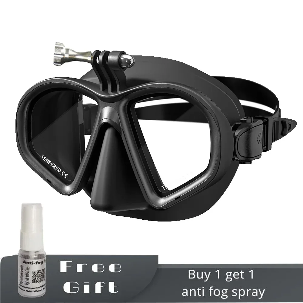 Low Volume Dive Mask Tempered Glasses Lens Myopia Diving Mask Spearguns Scuba Gear with Gopro Mount anti-fog for Narrow Face