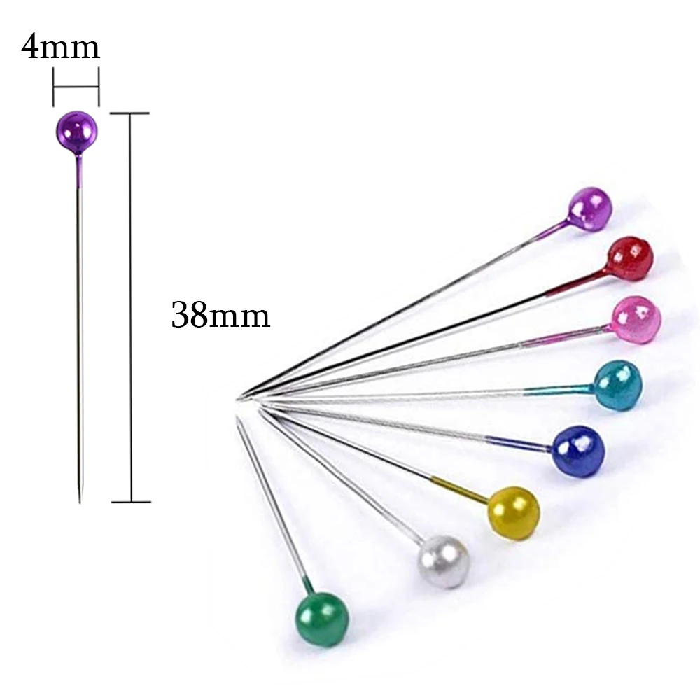 38cm Colorful Round Pearl Head Needles Stitch Straight Push Sewing Pins For Dressmaking Positioning DIY Sewing Tools 100Pcs/Box sewing needles sewing knitting tools