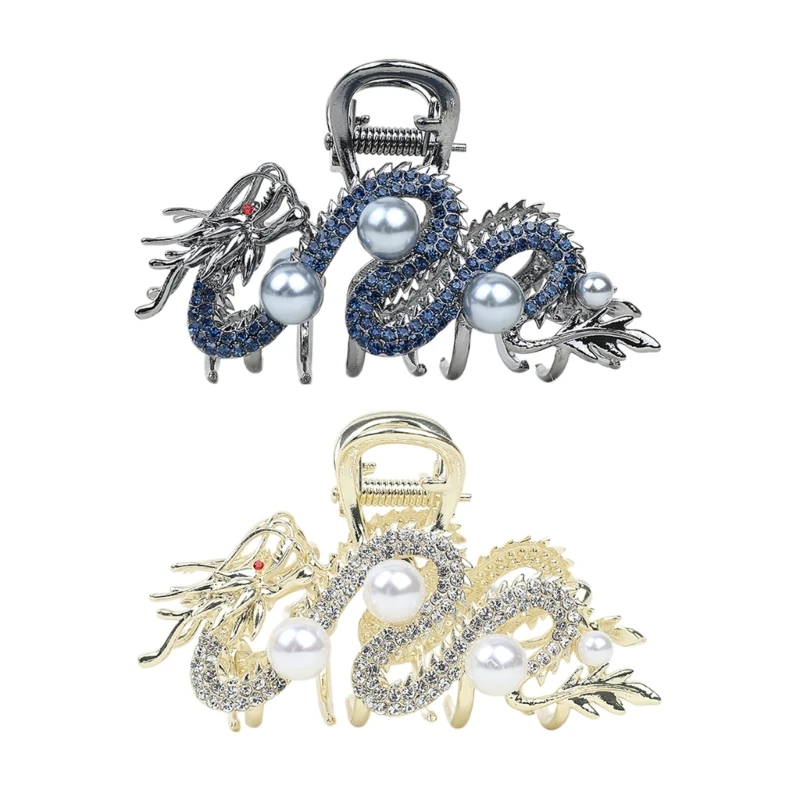 Festive New Year Hair Clip Chinese Dragon Hairpin Diamante Studded Claw Clip Domineering Dragon Hairpin Chinese Dragon