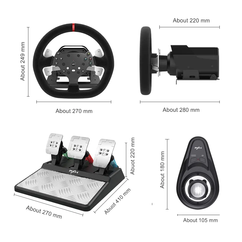 PXN V10 simulador de carreras de juegos, Volante con rotación de 270/900  para PC, Windows 7/8/10/11/PS4/Xbox One/Xbox Series