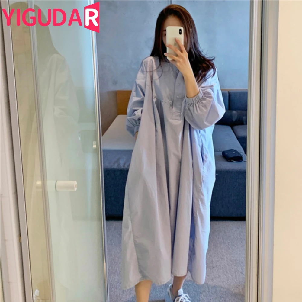 

maternity dresses photoshoot 2023 Spring Autumn New Korea Loose Dress Vestidos de fotografia Robe Cotton Long Sleeve Shirt Dress