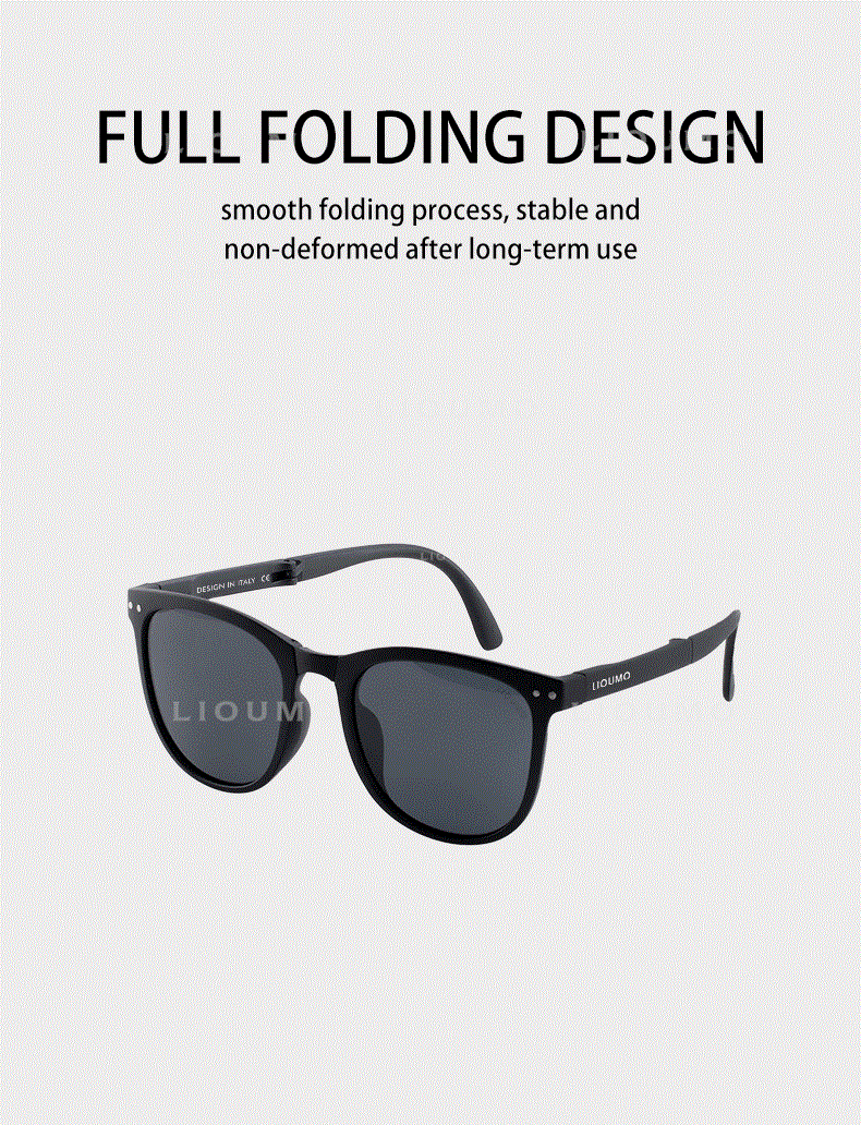 LIOUMO Neue TR90 Ultraleichte faltbare Sonnenbrille für Damen und Herren, polarisierte UV400-Linse, Unisex-Brille mit Box, gafas de sol mujer – Detail 3