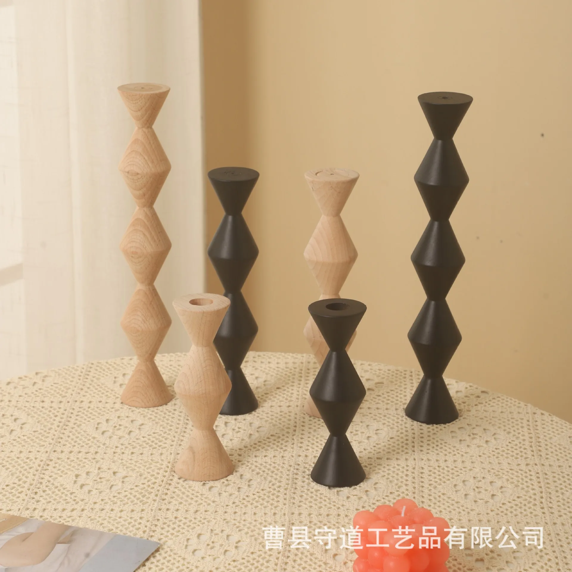 

BB Creative exhibition hall candlestick, endless pillar, birthday atmosphere decoration, solid wood frame, round candle holder
