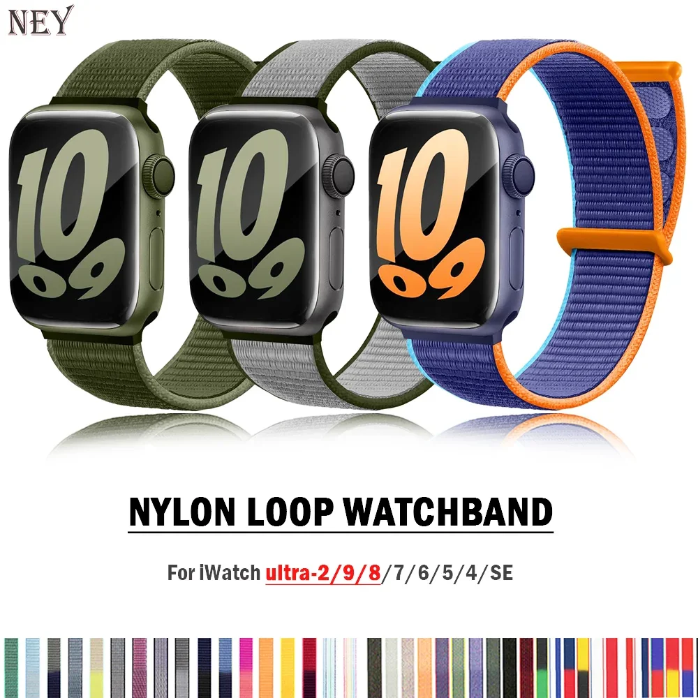 

Nylon loop Strap For Apple Watch Band Ultra-2 49mm 44mm 40mm 45mm 41mm Sport pride Bracelet iwatch bands Series 9 8 se 7 6 5 4 3