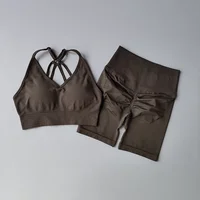 Women's High Waist Yoga Sets Workout Gym Clothing 2 Pcs Sports Suits Fitness Sets Tracksuit Sportswear Shorts Sets - Image 5